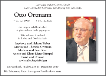 Traueranzeige von Otto Ortmann von FZ