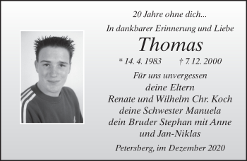 Traueranzeige von Thomas Koch von FZ