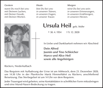 Traueranzeige von Ursula Heil von FZ