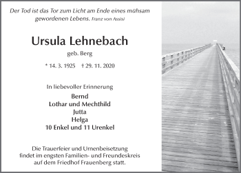 Traueranzeige von Ursula Lehnebach von FZ