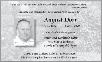 Traueranzeige von August Dörr von FZ