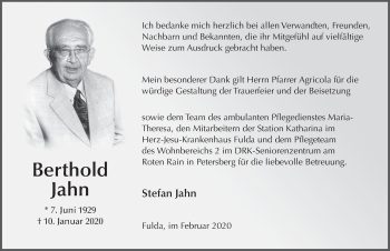 Traueranzeige von Berthold Jahn von FZ