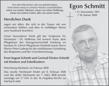 Traueranzeige von Egon Schmitt von FZ