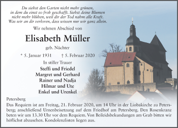 Traueranzeige von Elisabeth Müller von FZ
