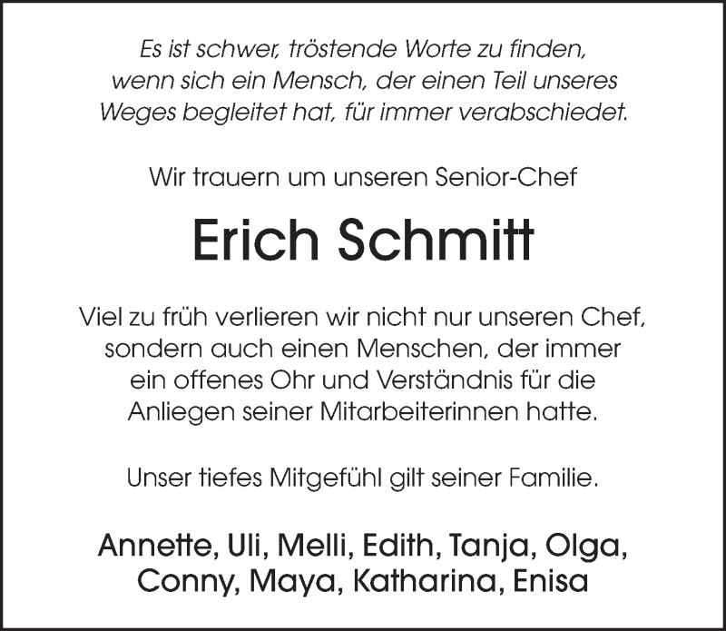  Traueranzeige für Erich Schmitt vom 29.02.2020 aus FZ
