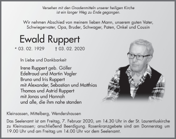 Traueranzeige von Ewald Ruppert von FZ
