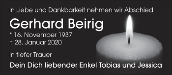 Traueranzeige von Gerhard Beirig von FZ