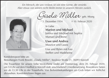 Traueranzeige von Gisela Möller von FZ
