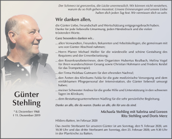 Traueranzeige von Günter Stehling von FZ