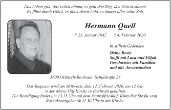 Traueranzeige von Hermann Quell von FZ