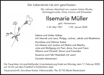 Traueranzeige von Ilsemarie Müller von FZ