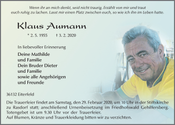 Traueranzeige von Klaus Aumann von FZ