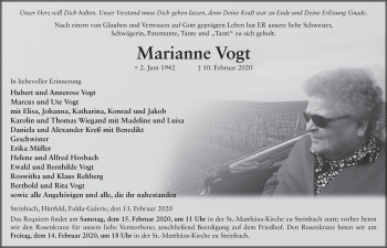Traueranzeige von Marianne Vogt von FZ