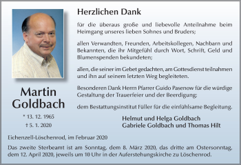 Traueranzeige von Martin Goldbach von FZ
