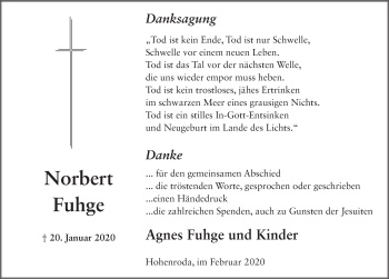 Traueranzeige von Norbert Fuhge von FZ