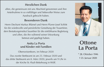 Traueranzeige von Ottone La Porta von FZ