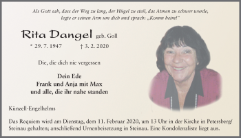 Traueranzeige von Rita Dangel von FZ