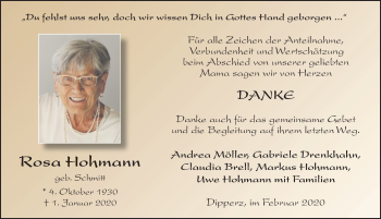 Traueranzeige von Rosa Hohmann von FZ