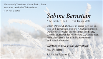 Traueranzeige von Sabine Bernstein von FZ