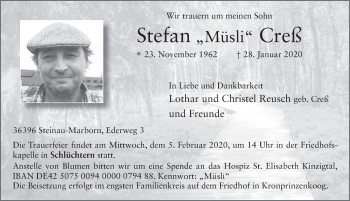 Traueranzeige von Stefan Creß von FZ