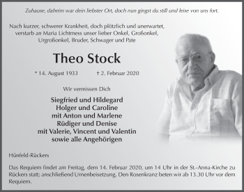 Traueranzeige von Theo Stock von FZ