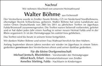 Traueranzeige von Walter Böhme