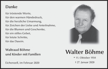 Traueranzeige von Walter Böhme von FZ