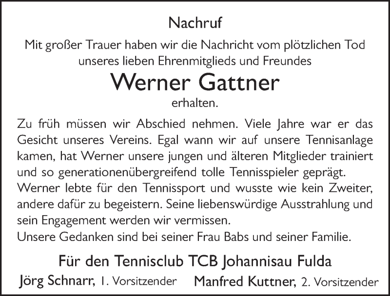  Traueranzeige für Werner Gattner vom 07.02.2020 aus FZ