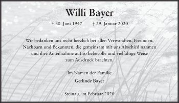 Traueranzeige von Willi Bayer von FZ