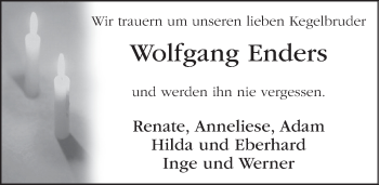 Traueranzeige von Wolfgang Karl Enders von FZ