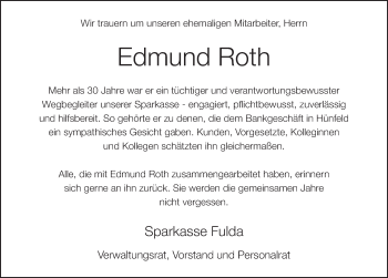 Traueranzeige von Edmund Roth von FZ