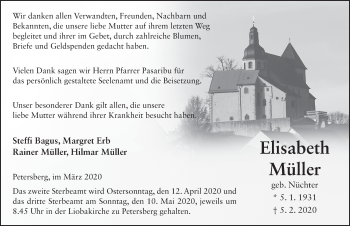 Traueranzeige von Elisabeth Müller von FZ