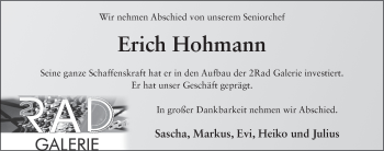 Traueranzeige von Erich Hohmann von FZ