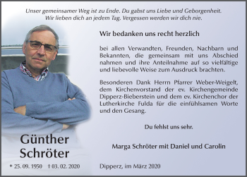 Traueranzeige von Günther Schröqter von FZ