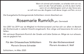Traueranzeige von Rosemarie Rumrich von FZ