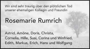 Traueranzeige von Rosemarie Rumrich von FZ