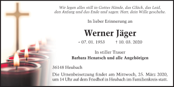 Traueranzeige von Werner Jäger von FZ