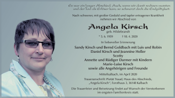 Traueranzeige von Angela Kirsch von FZ