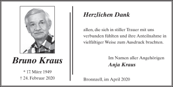 Traueranzeige von Bruno Kraus von FZ