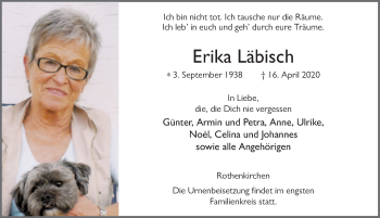 Traueranzeige von Erika Läbisch von FZ
