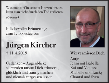 Traueranzeige von Jürgen Kircher von FZ