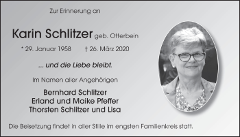 Traueranzeige von Karin Schlitzer von FZ