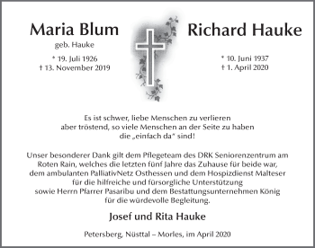 Traueranzeige von Maria Blum von FZ