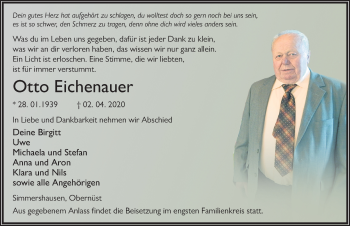 Traueranzeige von Otto Eichenauer von FZ