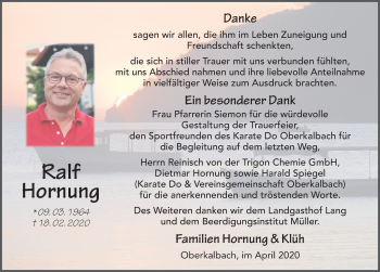 Traueranzeige von Ralf Hornung von FZ