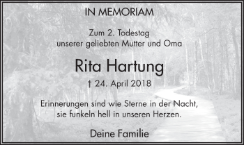 Traueranzeige von Rita Hartung von FZ