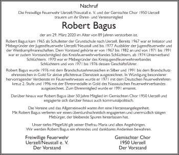 Traueranzeige von Robert Anton Bagus von FZ
