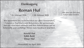 Traueranzeige von Roman Huf von FZ