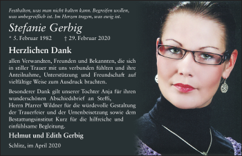 Traueranzeige von Stefanie Gerbig von FZ