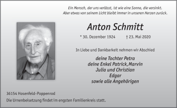 Traueranzeige von Anton Schmitt von FZ